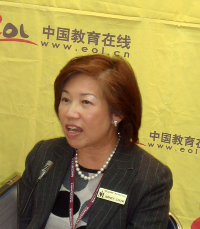 麦克理大学国际部招生经理Ms. Nancy Chow介绍学校的独特优势